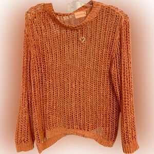 Crochet Knit Sweater Peach
